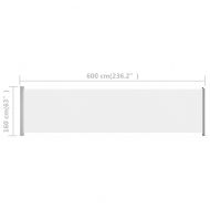 Прибираща се дворна странична тента, 600x160 см, кремава