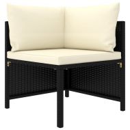 Модулен ъглов диван с възглавници, черен полиратан