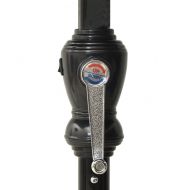 Градински чадър с LED и стоманен прът, черен, 2x3 м