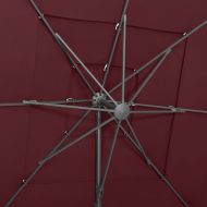 Конзолен градински чадър с алуминиев прът, бордо, 250x250 см