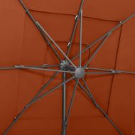 Градински чадър на 4 нива, алуминиев прът, теракота, 250x250 см