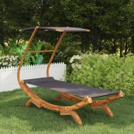 Лаундж легло с навес 100x190x134 см извито дърво масив антрацит