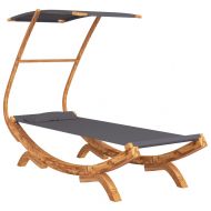 Лаундж легло с навес 100x190x134 см извито дърво масив антрацит