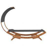 Лаундж легло с навес 100x200x126 см извито дърво масив антрацит