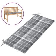 Възглавница за пейка сиво каре 120x50x4 см оксфорд плат