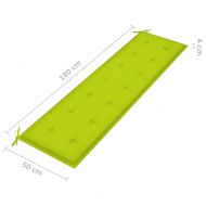 Възглавница за пейка яркозелена 180x50x3 см оксфорд плат