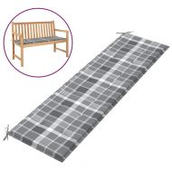 Възглавница за пейка сиво каре 180x50x4 см оксфорд плат