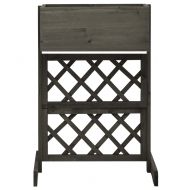 Градински плантер с решетка, сив, 45x30x74 см, чам масив