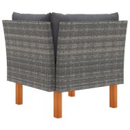 Градински лаундж комплект, 3 части, полиратан и евкалипт масив