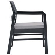 Градински лаундж комплект с възглавници 3 части пластмаса сив