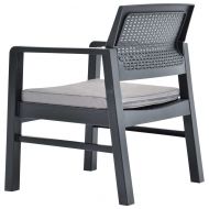 Градински лаундж комплект с възглавници 3 части пластмаса сив