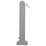 Градински резервоар с кран, светлосив, имитация на камък