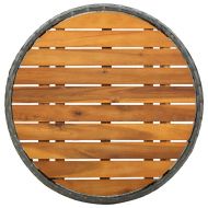 Маса за чай, сива, 60 см, полиратан и акациево дърво масив