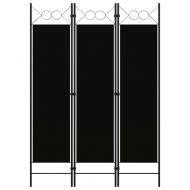 Параван за стая, 3 панела, черен, 120x180 см