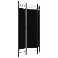 Параван за стая, 3 панела, черен, 120x180 см