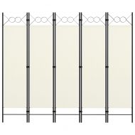 Параван за стая, 5 панела, бял, 200x180 см