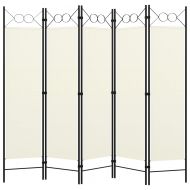 Параван за стая, 5 панела, бял, 200x180 см