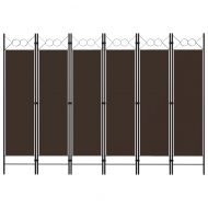 Параван за стая, 6 панела, кафяв, 240x180 cм