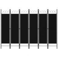 Параван за стая, 6 панела, черен, 240x180 cм
