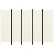 Параван за стая, 5 панела, бял, 250x180 см