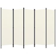 Параван за стая, 5 панела, бял, 250x180 см