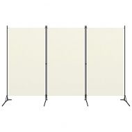 Параван за стая, 3 панела, бял, 260x180 см, плат