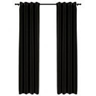 Затъмняващи завеси, имитация лен, 2 бр, антрацит, 140x245 см