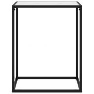 Конзолна маса, бяла, 60x35x75 cм, закалено стъкло