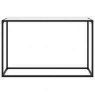 Конзолна маса, бяла, 120x35x75 cм, закалено стъкло