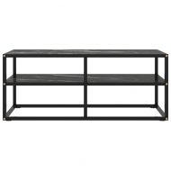 ТВ шкаф, черен, черно мраморно стъкло, 100x40x40 см