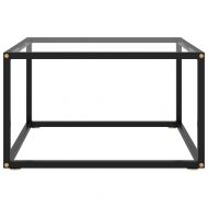 Кафе маса, черна, със закалено стъкло, 60x60x35 см