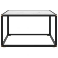 Кафе маса, черна, с бяло мраморно стъкло, 60x60x35 см