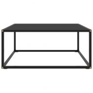 Кафе маса, черна, с черно стъкло, 80x80x35 см