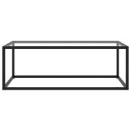 Кафе маса, черна, със закалено стъкло, 100x50x35 см