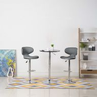 Бар табуретки, 2 бр, сиви, изкуствена кожа