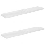 Окачени стенни рафтове, 2 бр, бял гланц, 120x23,5x3,8 см, МДФ