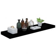 Окачени стенни рафтове, 4 бр, черен гланц, 90x23,5x3,8 см, МДФ