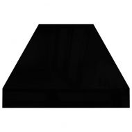 Окачени стенни рафтове, 4 бр, черен гланц, 90x23,5x3,8 см, МДФ