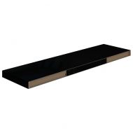 Окачени стенни рафтове, 4 бр, черен гланц, 90x23,5x3,8 см, МДФ