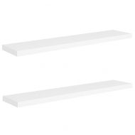 Окачени стенни рафтове, 2 бр, бели, 120x23,5x3,8 см, МДФ