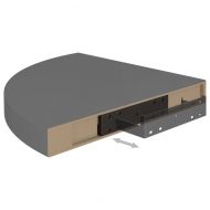 Окачен ъглов рафт, сив гланц, 35x35x3,8 см, МДФ