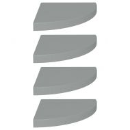 Окачени ъглови рафтове, 4 бр, сиви, 35x35x3,8 см, МДФ