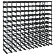 Стойка за вино за 120 бутилки, черна, масивна борова дървесина