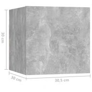 Нощно шкафче, бетонно сиво, 30,5x30x30 см, инженерно дърво