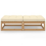 Градински табуретки с възглавници, 2 бр, бор масив