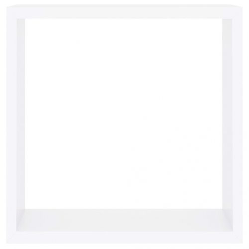 Стенни кубични рафтове, 3 бр, бели, МДФ