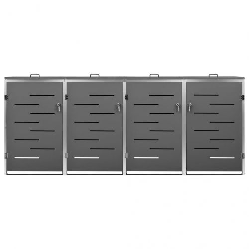 Четворен навес за кофа за смет 276,5x77,5x112,5 см инокс