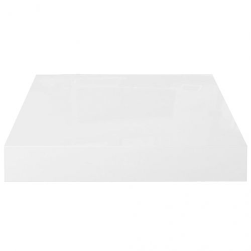 Окачени стенни рафтове, 2 бр, бял гланц, 23x23,5x3,8 см, МДФ