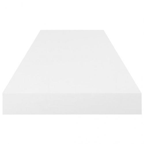 Окачен стенен рафт, бял гланц, 80x23,5x3,8 см, МДФ