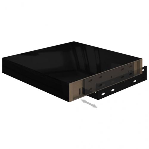 Окачен стенен рафт, черен гланц, 23x23,5x3,8 см, МДФ